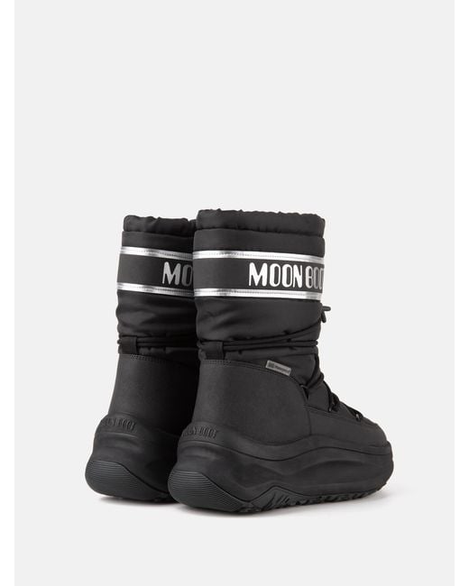 Moon Boot Black Drawstring Platform Snow Boots for men