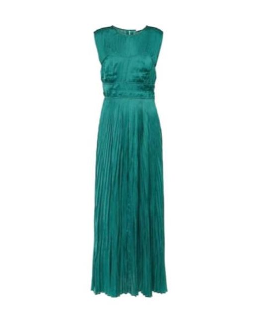 Ulla Johnson Green Delia Pleated Satin Gown