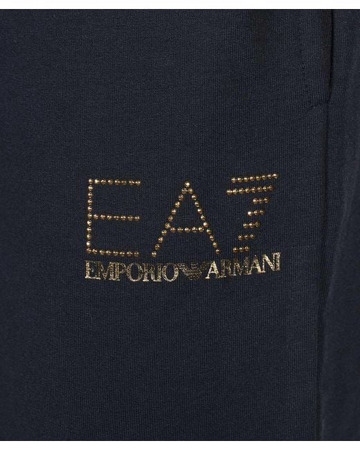 EA7 Blue Logo-Print Track Pants