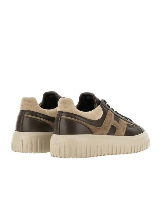 Hogan Brown H-Stripes Sneakers for men