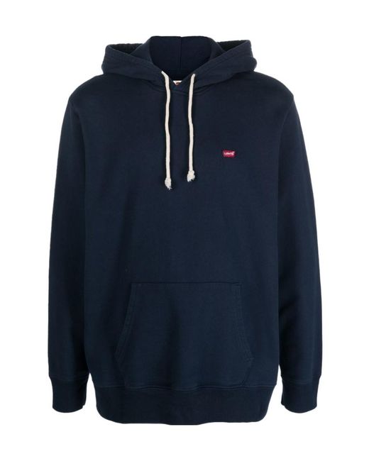 Levi's Blue Logo Patch Drawstring Hoodie for men