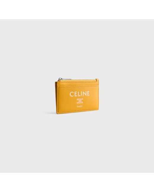 Céline Orange Zipped Card Holder for men