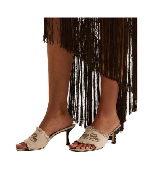 Jimmy Choo Natural Solid Color Heeled Mules