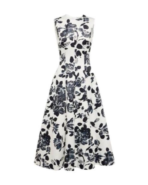 Emilia Wickstead White Mara Floral Twill Midi Dress