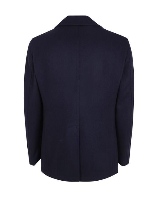 Tagliatore Blue Double-Breasted Pea Coat for men