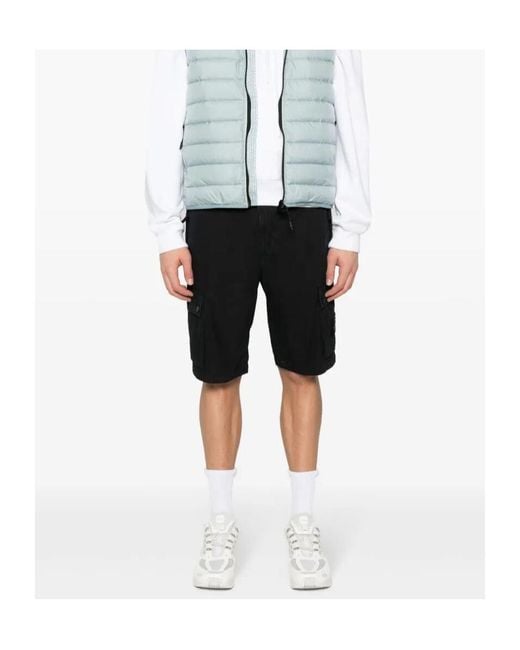 Stone Island Black Compass Patch Bermuda Shorts for men