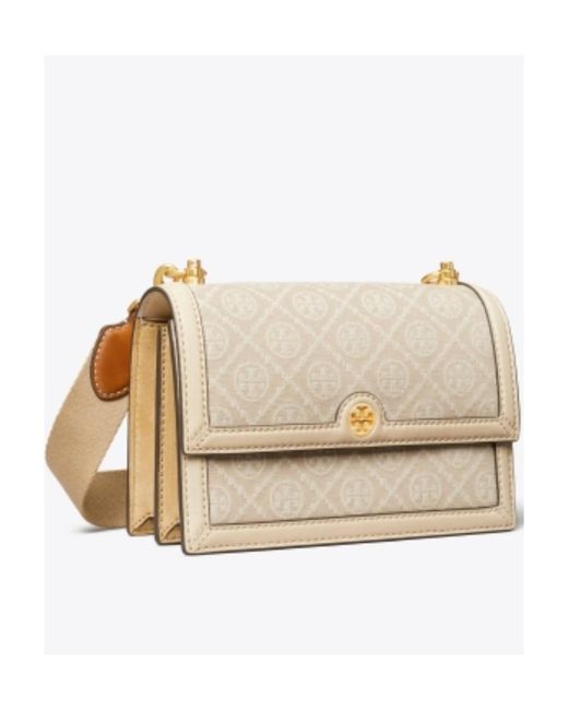 Tory Burch Natural T Monogram Small Shoulder Bag