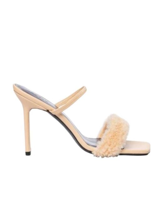 By Far Natural Ada Slip-On Shearling Sandals