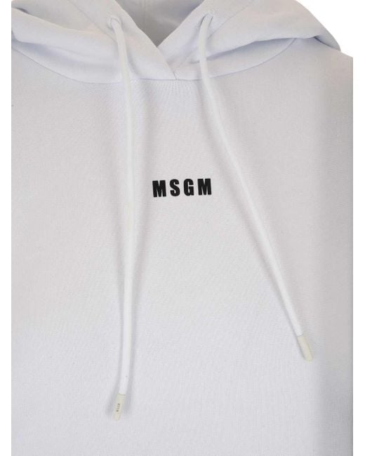 MSGM White Logo Printed Hoodie