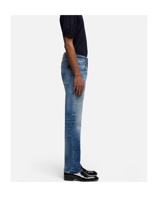 7 For All Mankind Blue Straight-Leg Wide-Leg Jeans for men