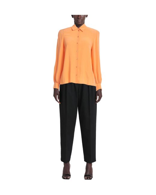 Weekend by Maxmara Orange Satin-Finish Collared Shirt