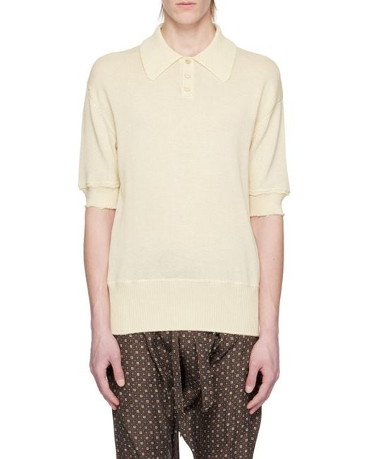 Maison Margiela White Knit Polo Shirt for men