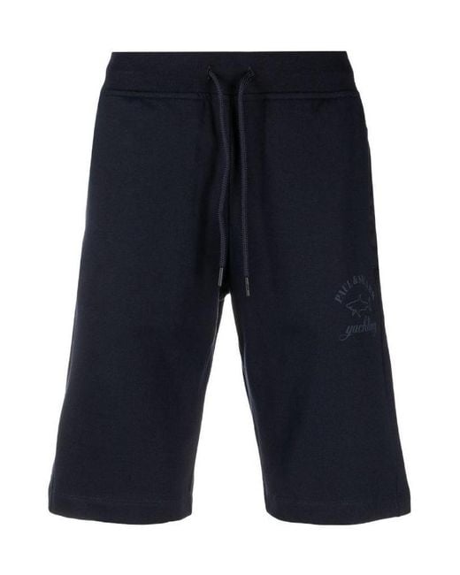 Paul & Shark Blue Logo-Print Drawstring Shorts for men