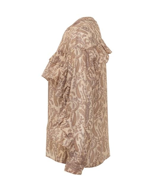Ba&sh Brown Tunella Ruffled Printed Top