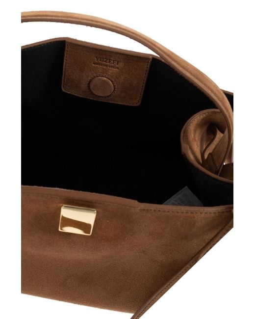 Yuzefi Brown Knotted Leather Tote Bag
