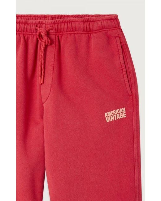 American Vintage Red Logo Print Joggers for men