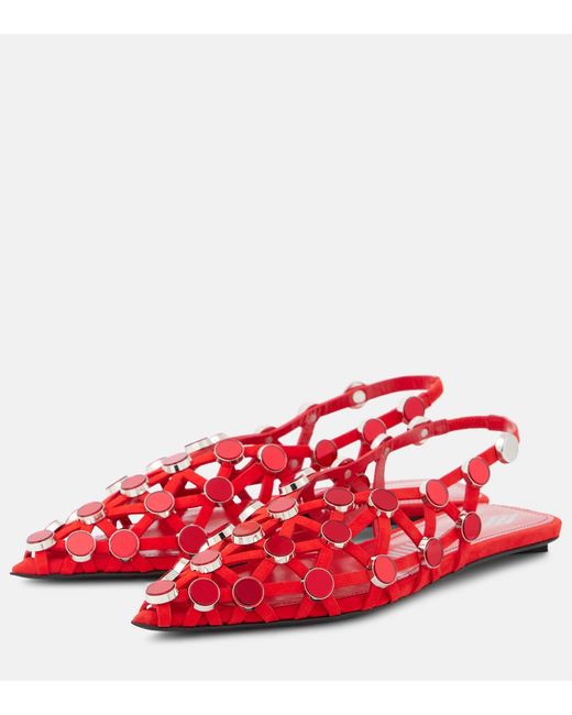 The Attico Red Grid Open-Heel Flat Sandals