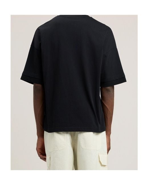 Palm Angels Black Curved Logo Loose Double T-Shirt for men