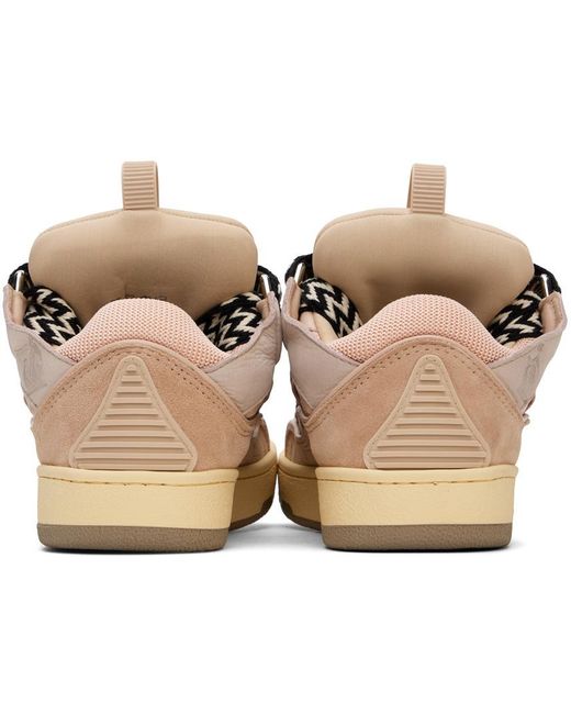 Lanvin Pink Curb Panelled Lace-Up Sneakers