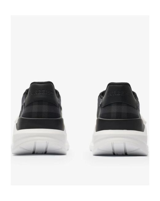 Burberry Black Checked Lace-Up Sneakers for men