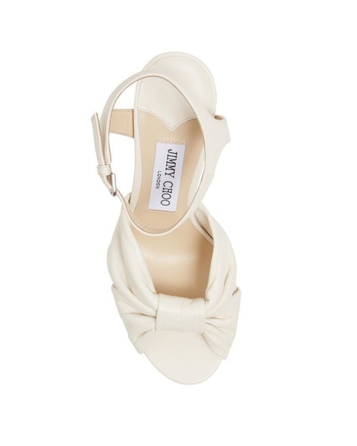 Jimmy Choo White Heloise 120 Knotted Platform Sandals