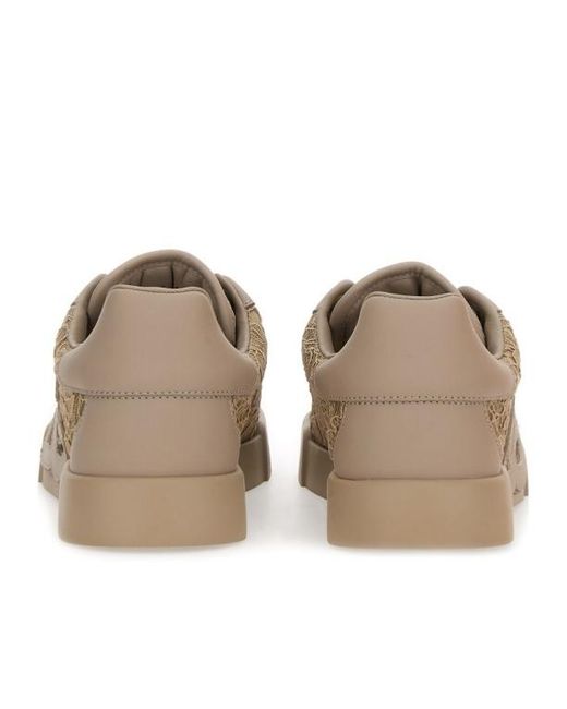 Dolce & Gabbana Brown Logo Patch Lace Sneakers