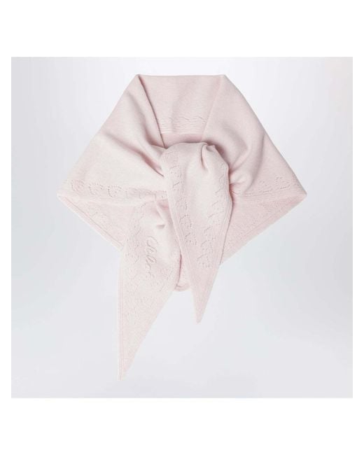 Chloé Pink Triangle Wool Scarf