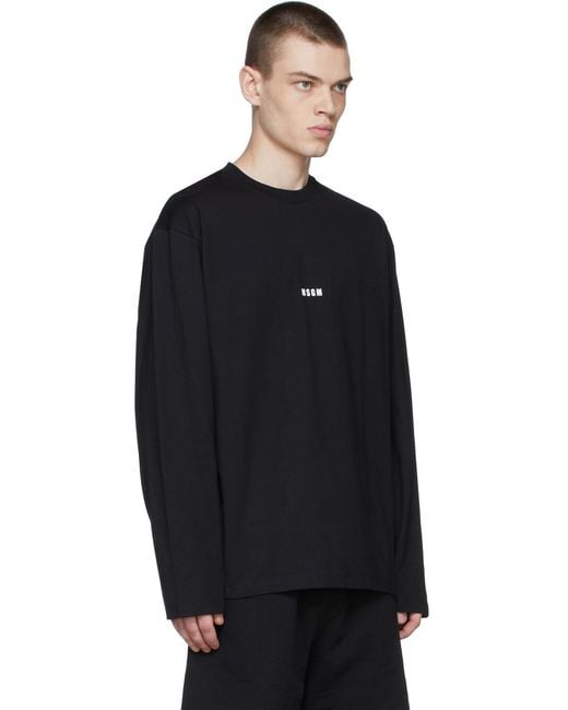 MSGM Black Logo Printed Short-Sleeved T-Shirt for men