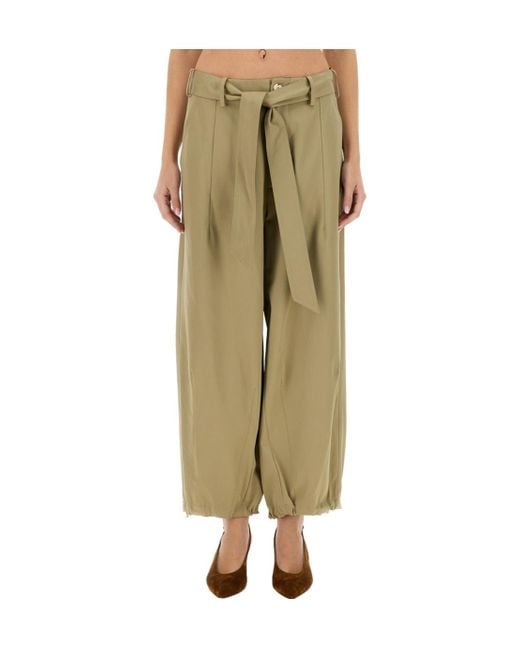 Alysi Green Belted Straight-Leg Trousers