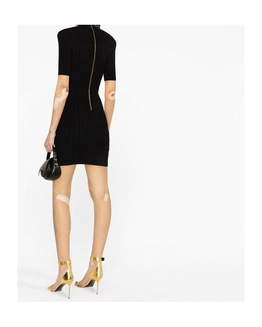 Balmain Black Knitted V-Necked Dress