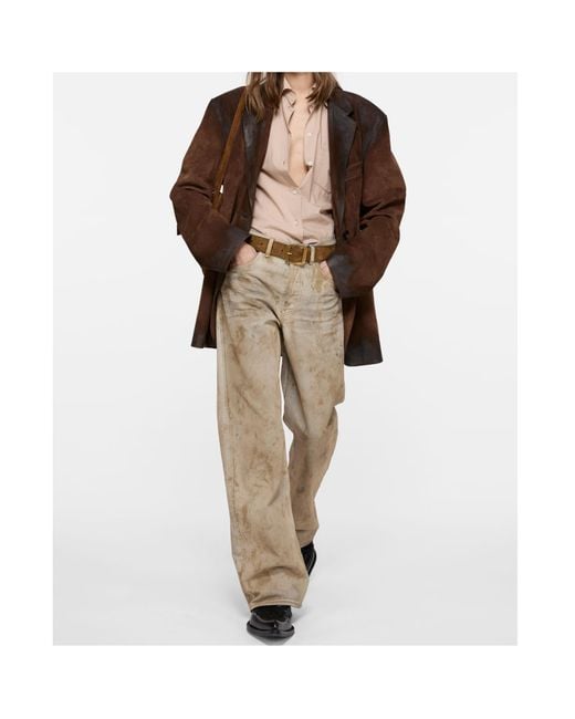 Acne Natural Patch Denim Wide-Leg Jeans
