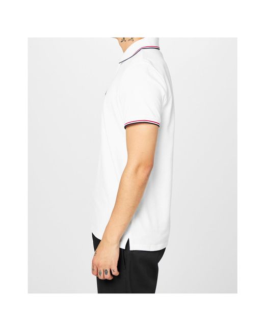 Moncler White Logo Short Sleeve Polo Shirt for men