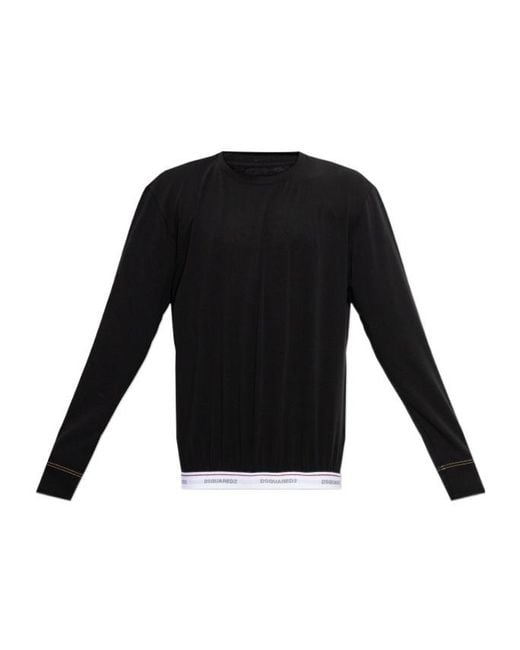 DSquared² Black Long-Sleeved T-Shirt for men