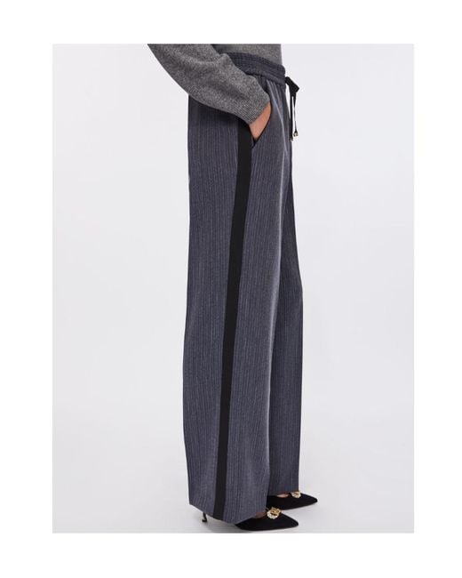 Liu Jo Blue Pinstripe Flannel Trousers