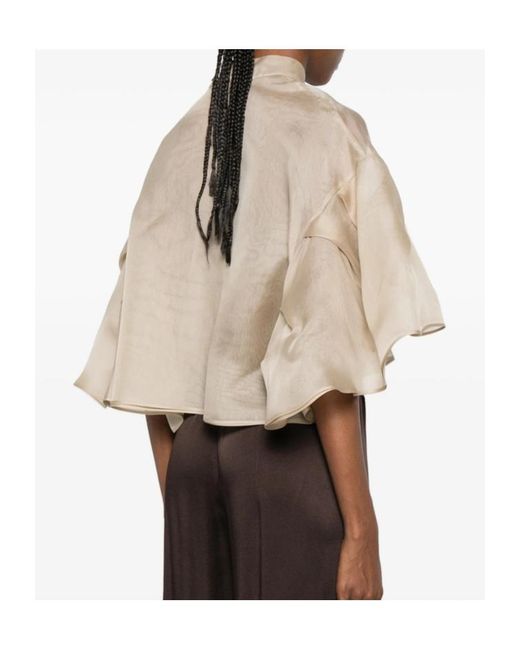 Max Mara Natural High-Necked Short-Sleeved Top