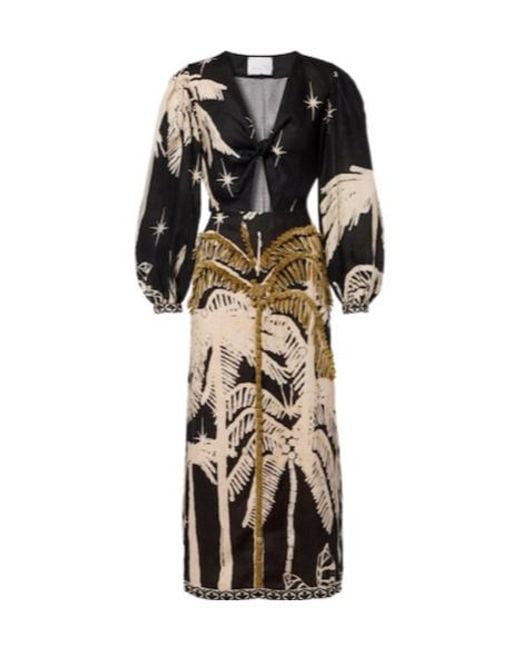 Johanna Ortiz Black Linen Maxi Dress