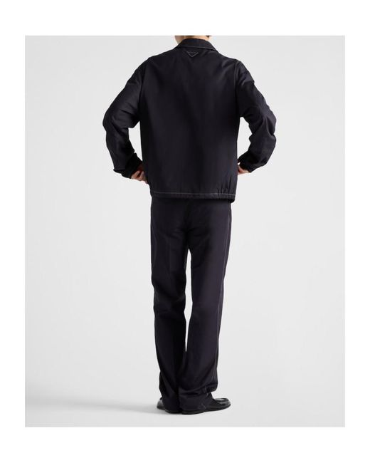 Prada Blue Zip-Up Bomber Jacket for men