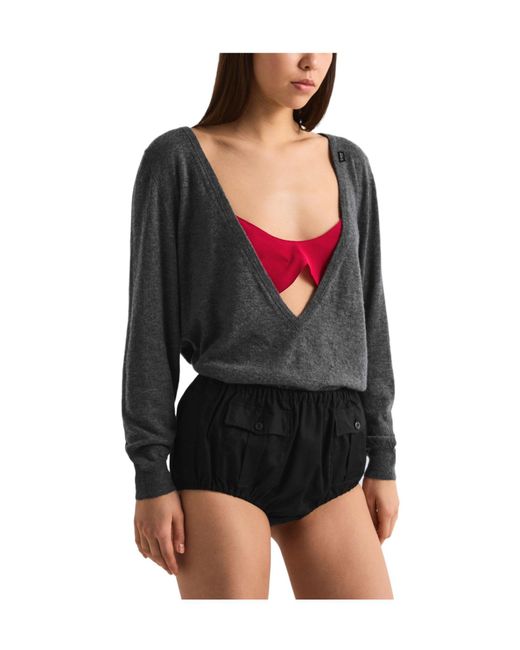 Prada Gray V-Neck Jumper