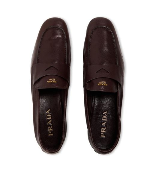 Prada Brown Logo Loafers for men