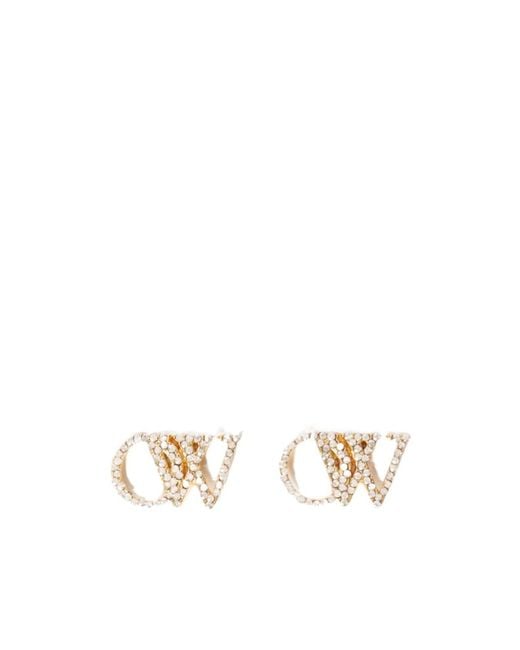 Off-White c/o Virgil Abloh White Ow Embellished Earrings