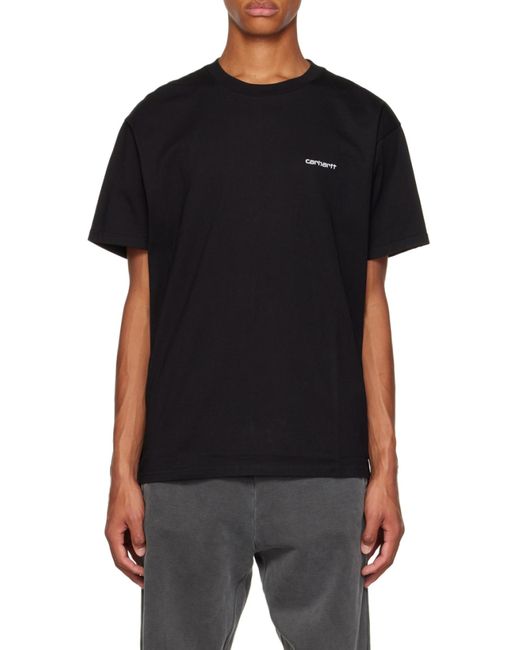 Carhartt Black Script Logo Embroidered T-Shirt for men