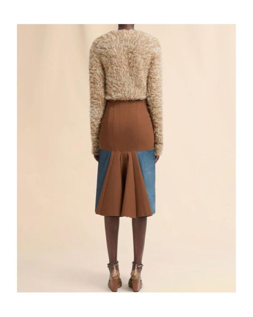 Marni Blue Wool Skirt With Pony Hair Insert