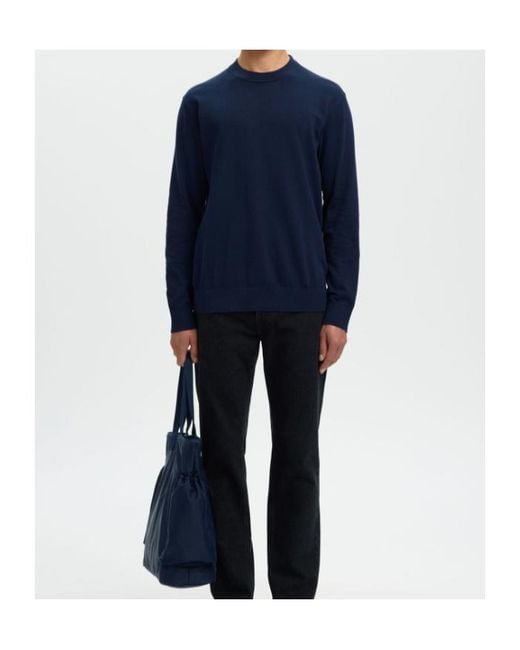 SELECTED Blue Long-Sleeved Sweater for men