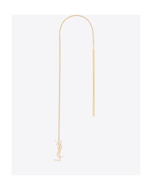 Saint Laurent White Cassandre Drop Earring