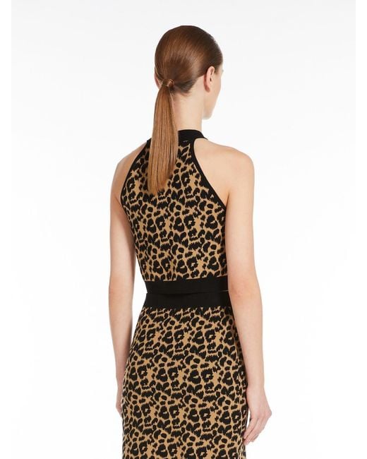 Max Mara Black Leopard Patterned Sleeveless Top