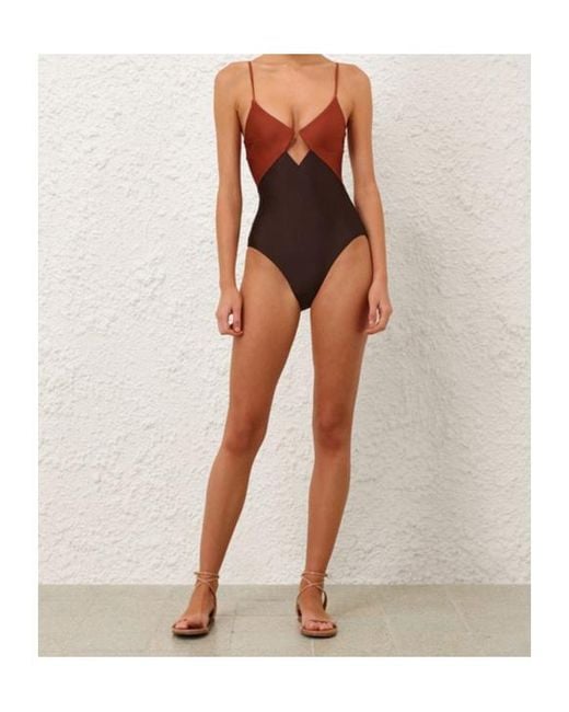Zimmermann Brown Aster Cut-Out Swimsuit
