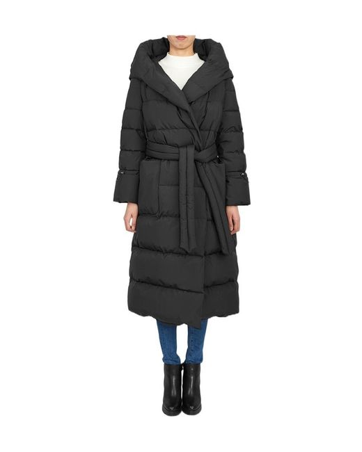 Moorer Black Long-Sleeved Hooded Down Jacket