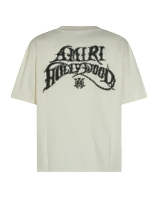 Amiri White Hollywood Logo T-Shirt for men
