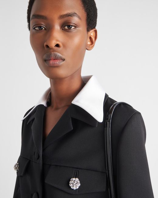 Prada Black Wool Single-Breasted Jacket With Jewelled Buttons