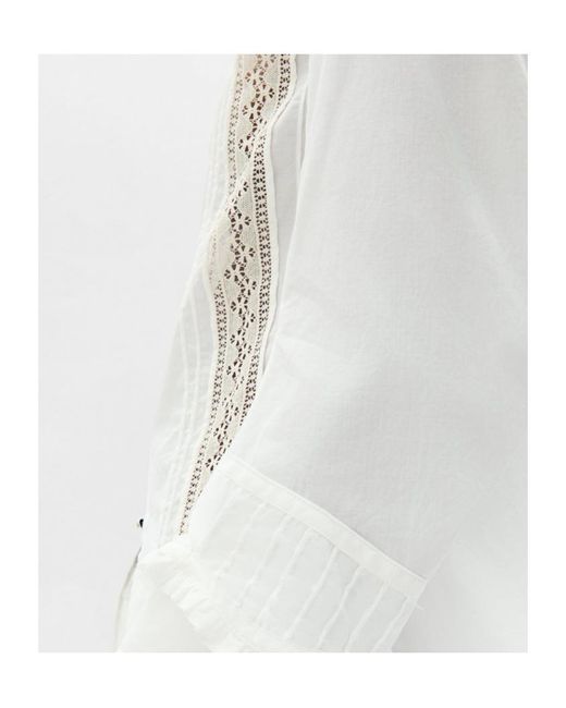 Ann Demeulemeester White Lidy Open Front Shirt With Lace Ribbons